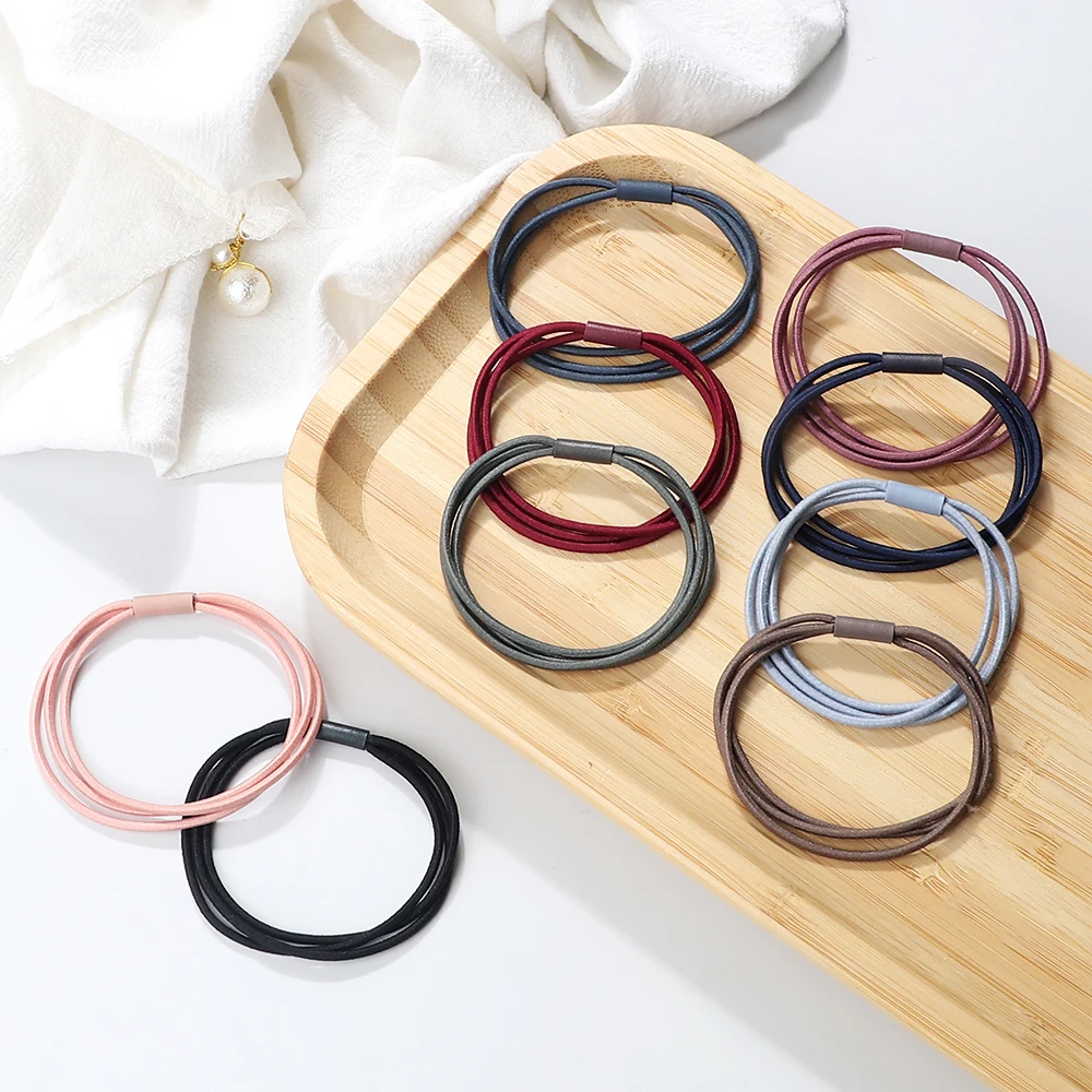 10Pcs/Lot Women Elastic Hair Bands Simple Basic Multilayer Hair Ring Ponytail Holder Girls Headband Rubber Band Hair Accessories