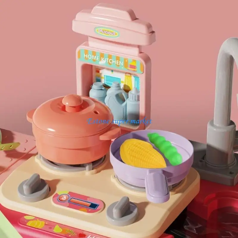 090B อ่างล้างจานชุดของเล่น Pretend Sink Playset ของเล่นน้ำของเล่นเด็กไฟฟ้าจริงก๊อกน้ำของขวัญสำหรับเด็กวัยหัดเดิน