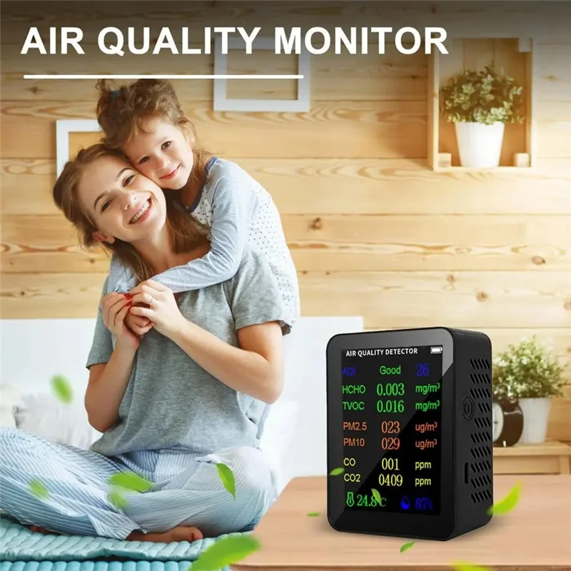 WORTHOWN-Rilevatore di qualità dell'aria interna Monitor portatile 10 in 1 in tempo reale ad alta precisione con allarme Tester di qualità dell'aria per interni