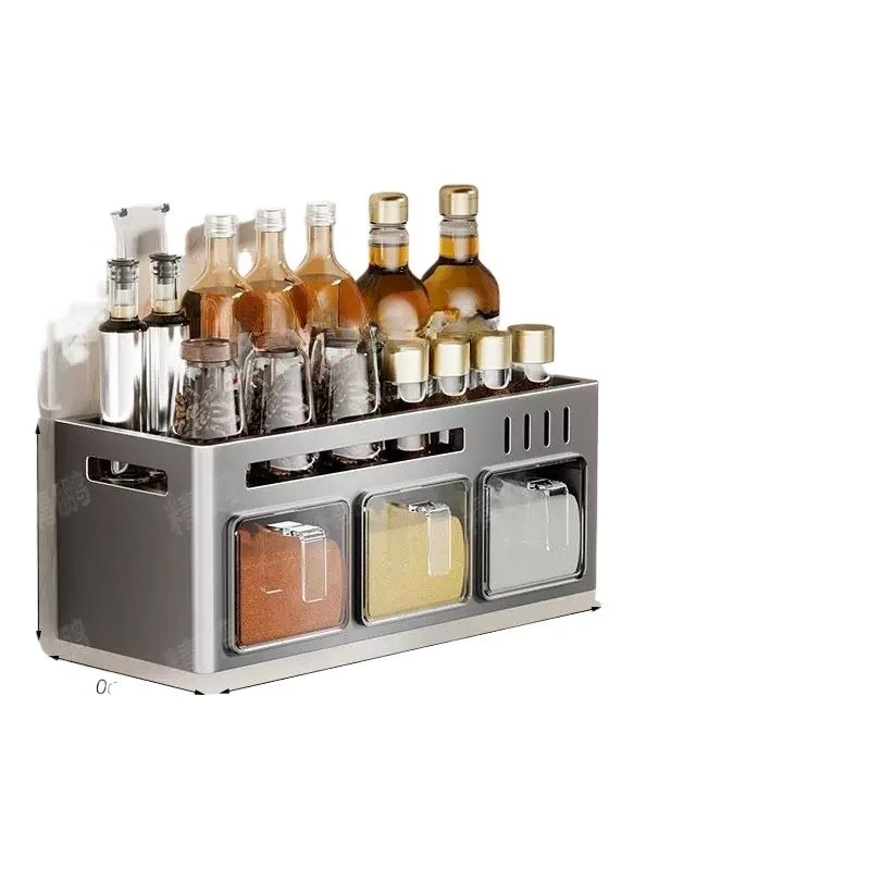 No‑Drill Wall‑Mount Kitchen Seasoning Storage Rack, Multi‑Functional Household Spice Organizer Box, Punch‑Free Holder