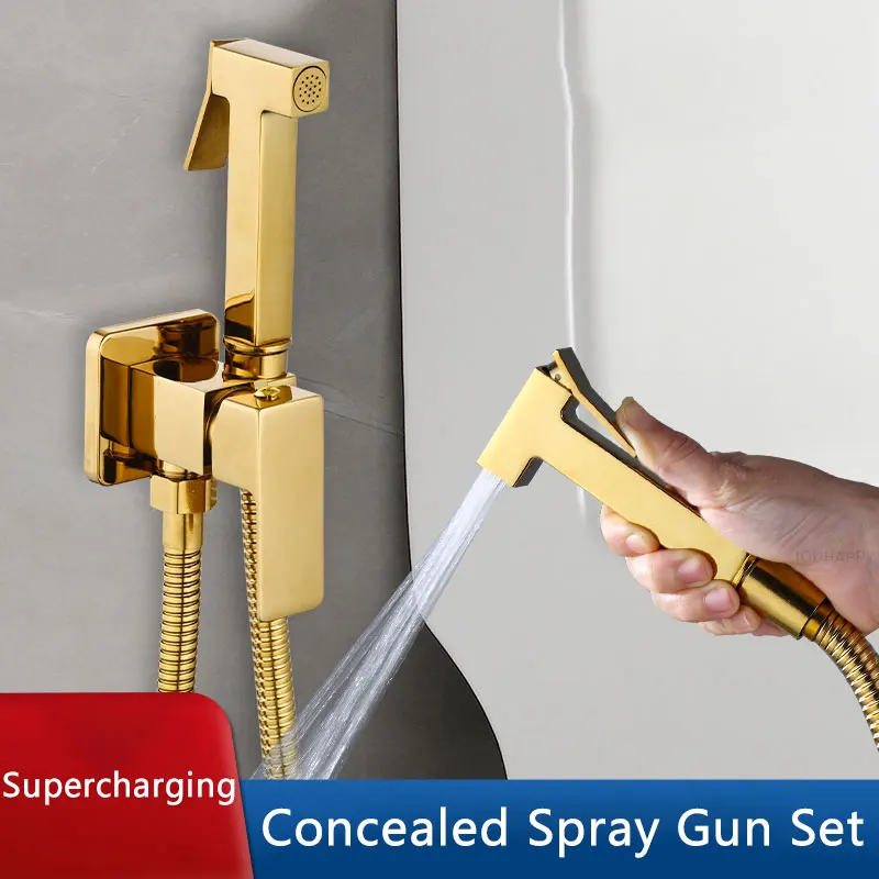 Wall Mounted Concealed Spray Gun Set Handheld Bidet Sprayer Attachment Set Bathroom Bidet Faucet Toilet Washer Mixer Faucet