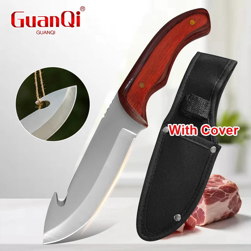 Hand Forged Butcher Knife Ultra Sharp Kitchen Knife with Wooden Handle Multifunctional Stainless Steel BBQ Meat Cutting Knife