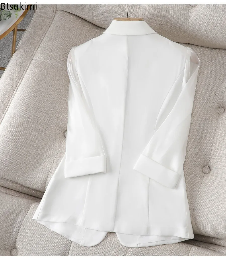 2026 Women's Spring Summer Business Office Blazer Jacket New Seven Quarter Sleeve Thin Suit Jacket Coat Female Slim Fit Jacket