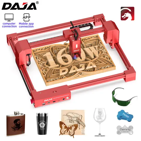 DAJA A6 레이저 조각기 CNC 비즈니스 휴대용 빠른 조각 스테인레스 스틸 목재 유리 종이 페인트 금속 컷 목재 아크릴