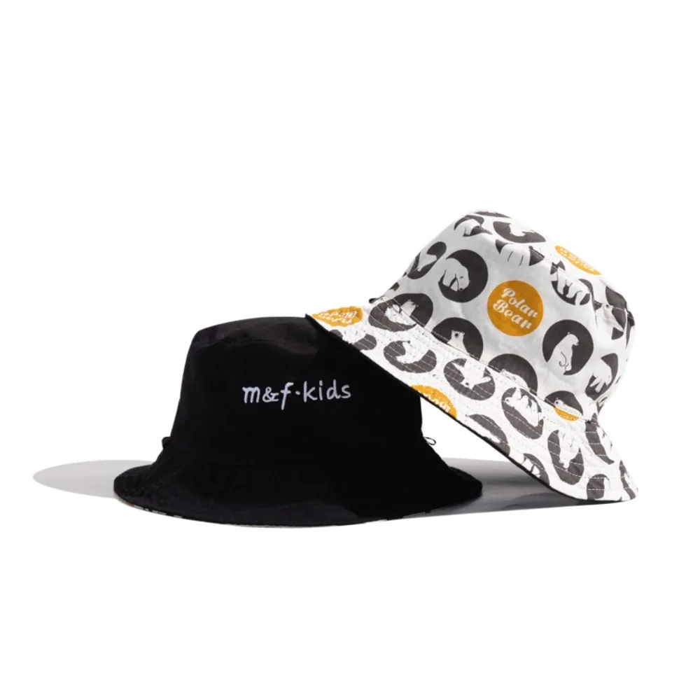 

Korean Style Double Sided Kid Sunhat Breathable Cotton Baby Shading Hat Anti-UV Letter Embroidery Children's Fisherman Hat