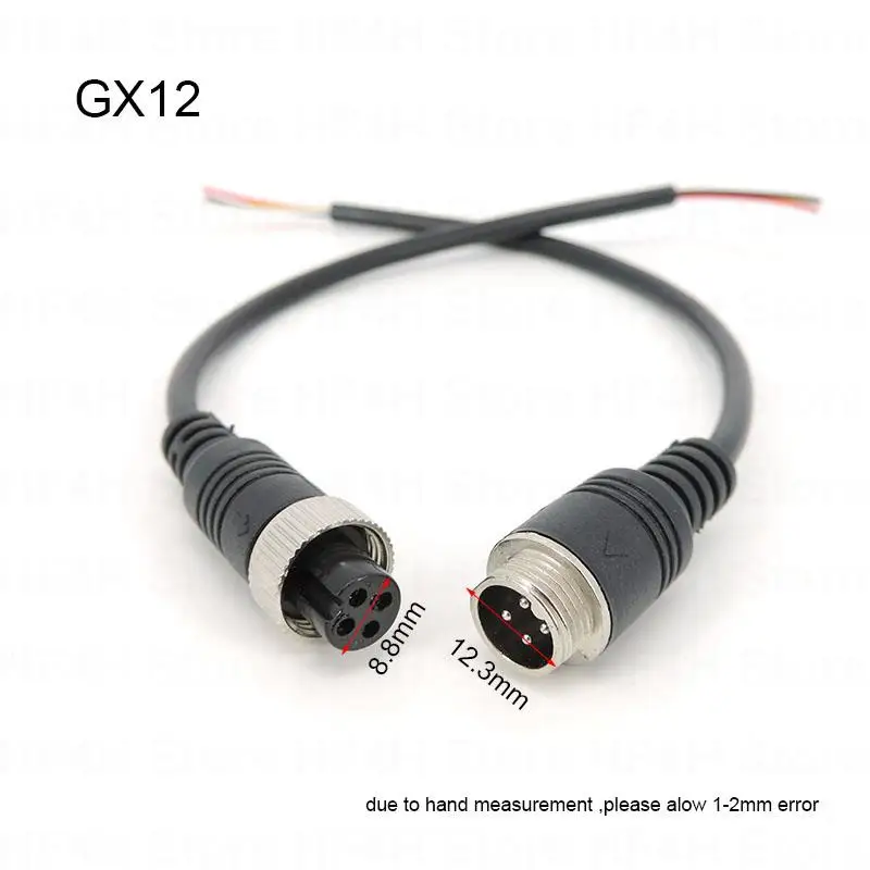 M12 4Pin core Aviation Signal connector extension Cable Male Female Plug GX12 for Car Camera/ DVR Video CCTV Monitor wire b
