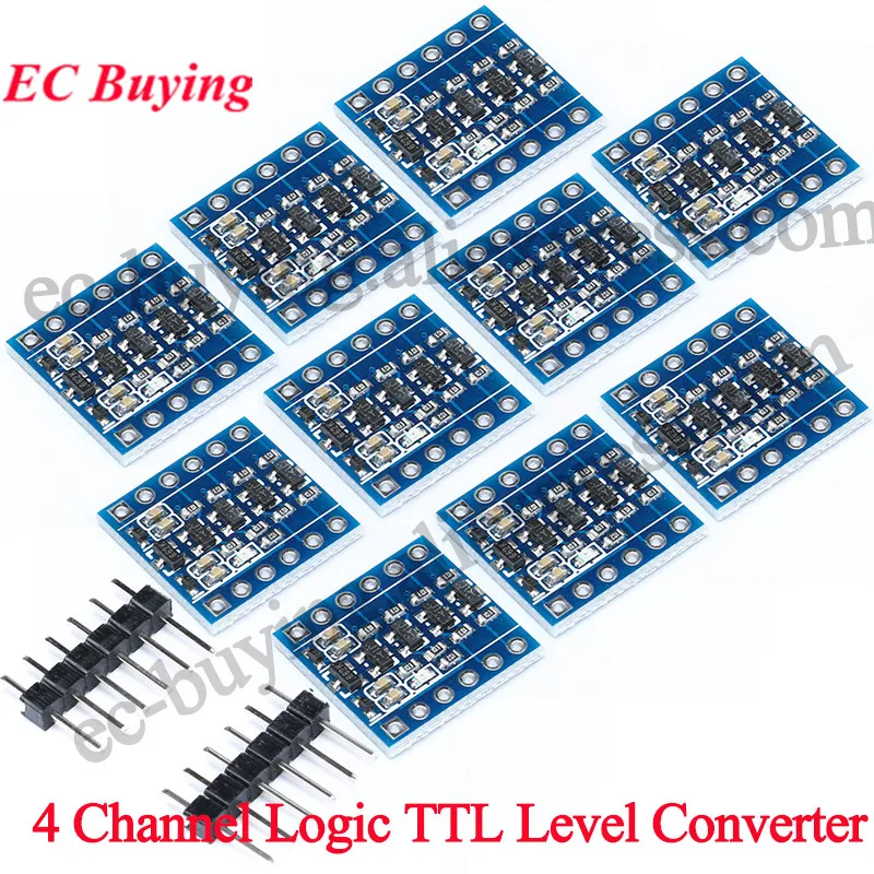 

10pcs/1pc 4 Channel Way IIC I2C Logic Level Converter 5V to 3.3V Bi-Directional Conversion Board Module UART SPI TTL For Arduino