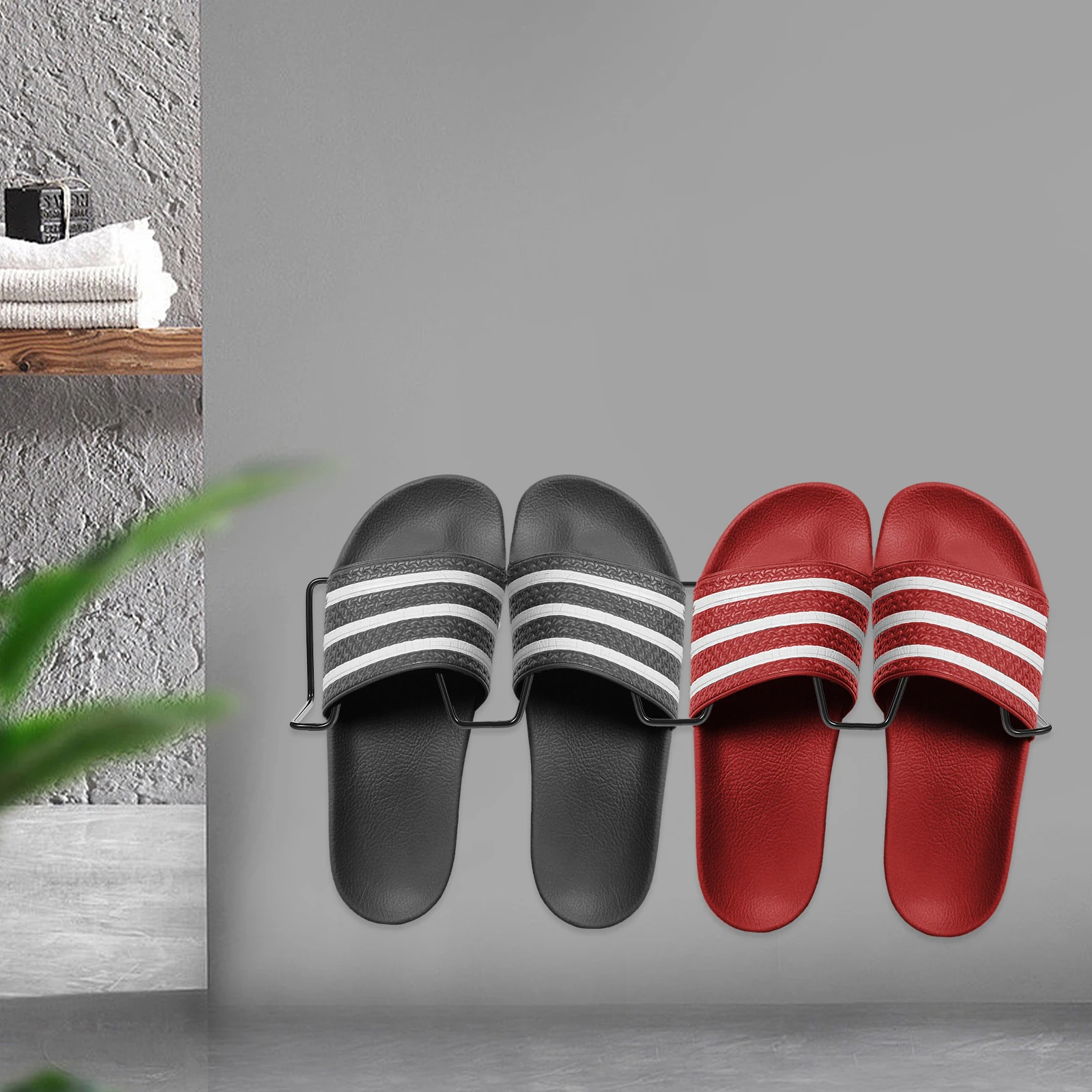 

Slipper Mounted Shoe Bathroom Shelf Storage Wrought Iron Slippers Hanging Holders