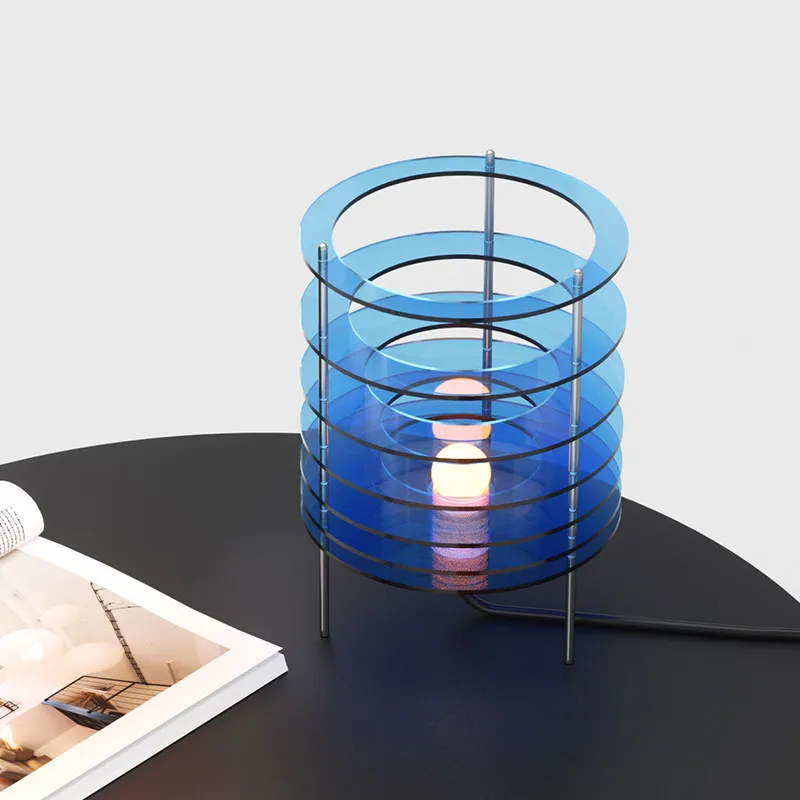 

Bauhaus Style Acrylic Table Lamp Ice Sea Blue Ambient Nightstand Light Minimalist Decor Lamp Bedroom Living Room Accent Light