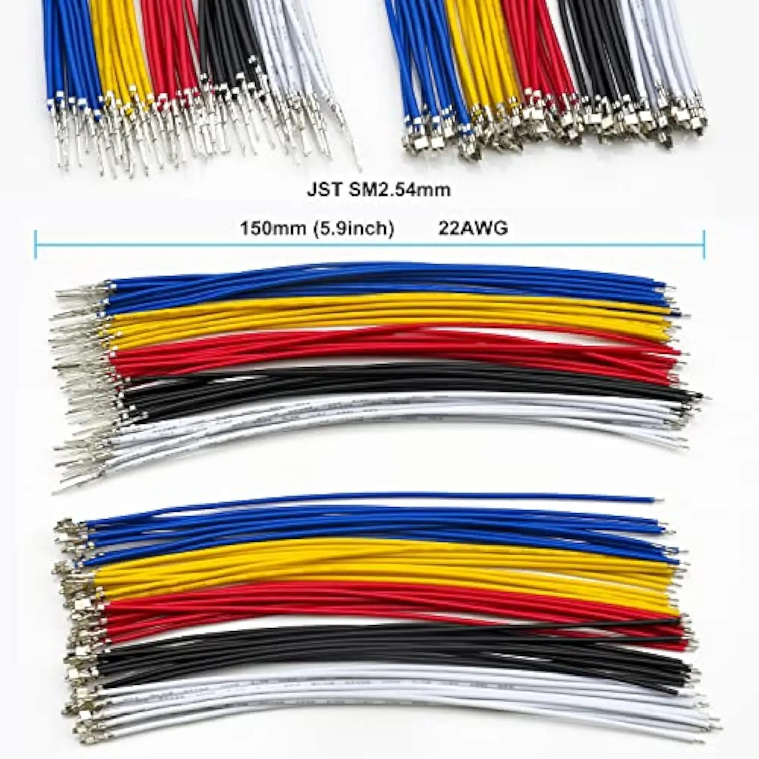 2.5mm Pitch JST-SM 2.54 Male Female Connector with Premium 22AWG Single Pre-Crimped Cables