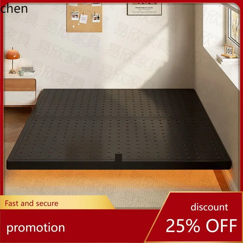 HT Bed Iron Art Floating Bed Modern Simple Double Iron  Thickened Reinforced Carbon Steel Tatami Iron Frame Bed