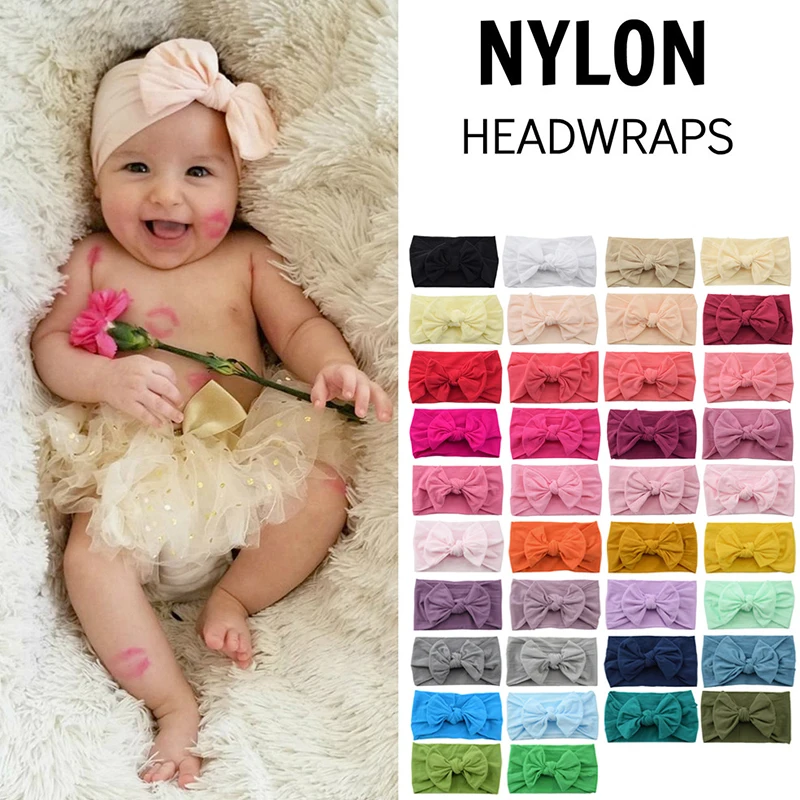 Solid Color Bows Baby Headband Soft Elastic Baby Girl Hair Bands For Newborn Infant Turban Headwear Hair Accessories