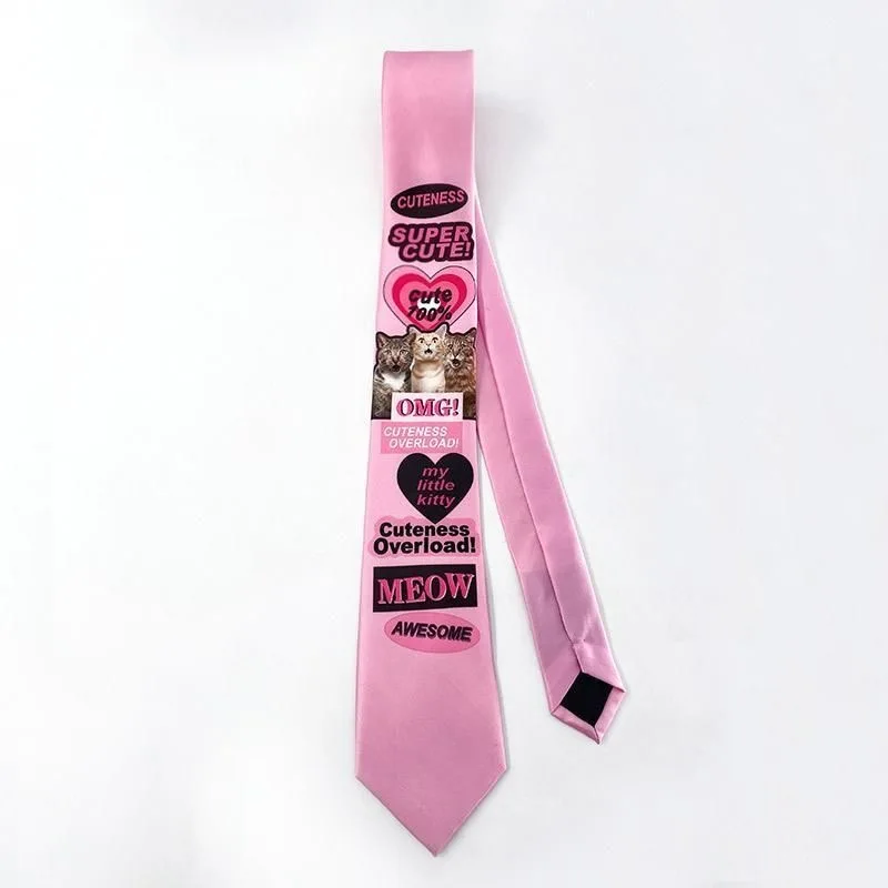 

Cute Girl Tie Stylish Y2k Vintage Cool Neck Pink Ties For Girl Lotia Punk Dress Up Necktie Accessories