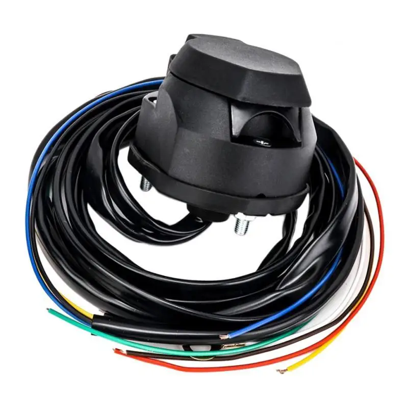 7 Pin Trailer Socket ABS Copper Extension Cable Wiring Connector Secure Trailer Socket Adapter for Car Towing and Safety Hook