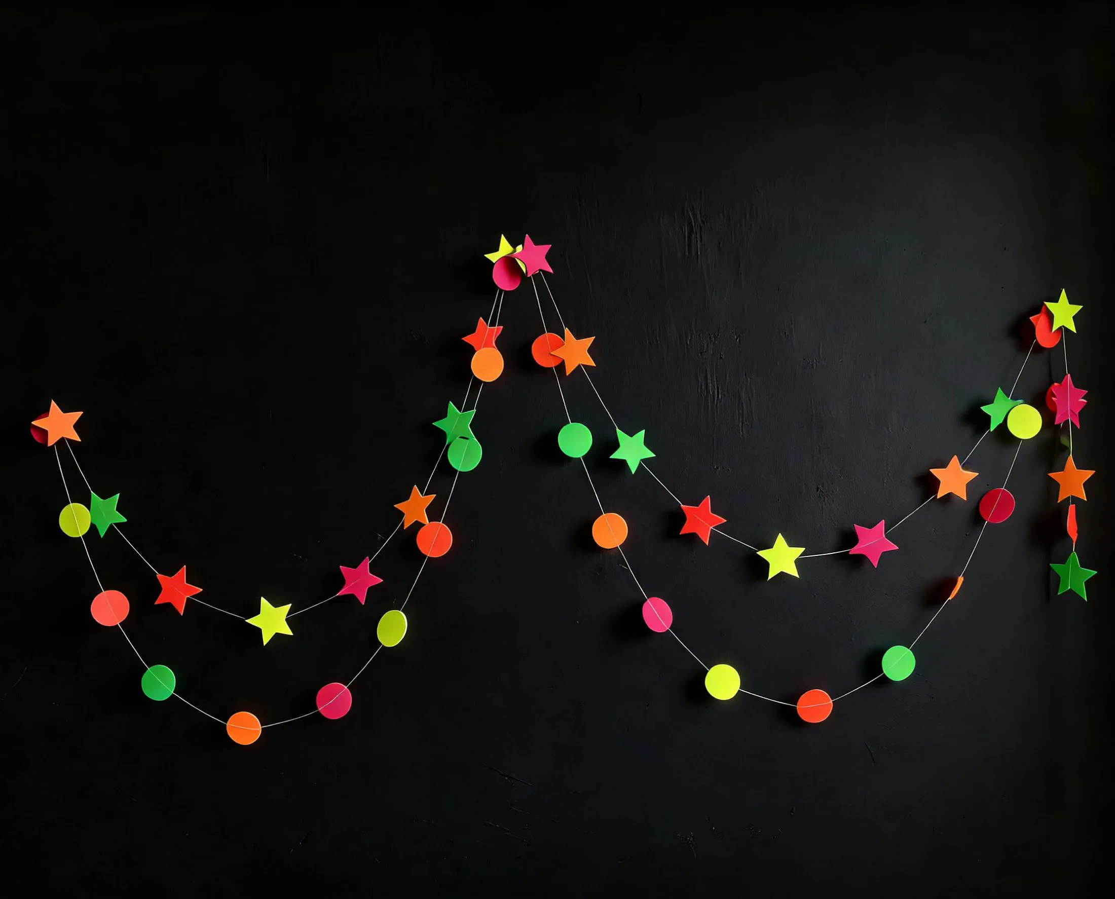 3MX2Sets 5Colour Neon Paper Glow  Banner Hanging Decorations DiscoGlow In The Dark GLOW Party Banner Black Light Reactive Pape