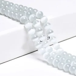 100% Natural Stone Beads White Selenite Clear Cat Eye Genuine Gypsum Stone Moonstone Bead For Jewelry Making Bracelet Necklace