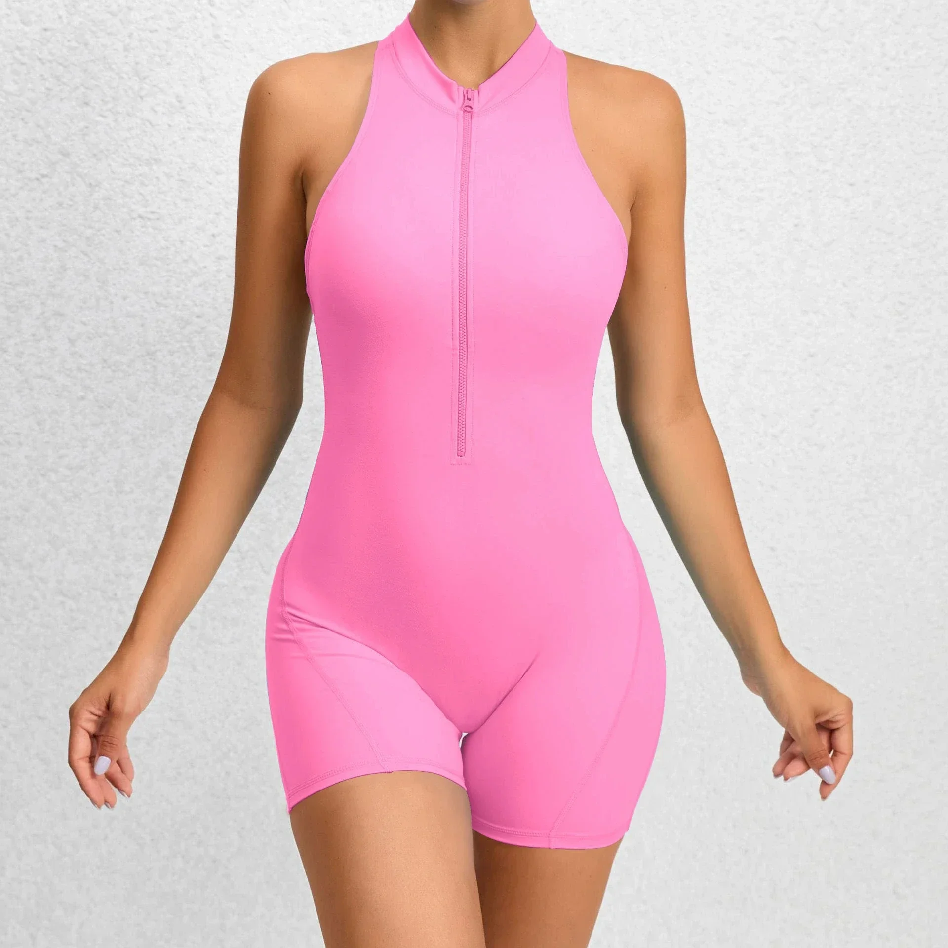 Nahtlose Yoga-Overalls, einteilig, Reißverschluss, Sport, Fitness, hohl, Schönheitsrücken, Hüftheben, Lauftraining, Trainingsanzüge für Frauen