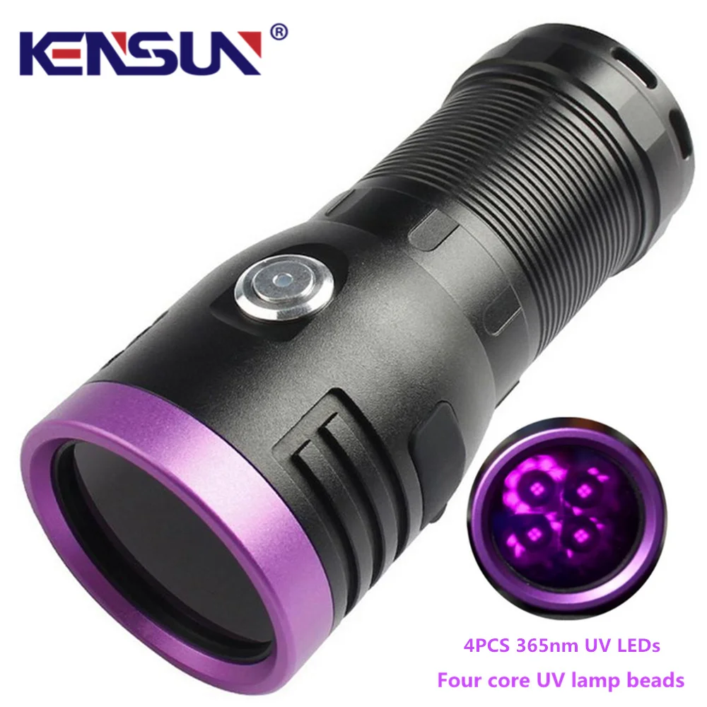 High Power 365NM UV Flashlight USB Rechargeable Black Mirror Purple Light Detection Torch Ultraviolet Lamp Powerful LED Lantern