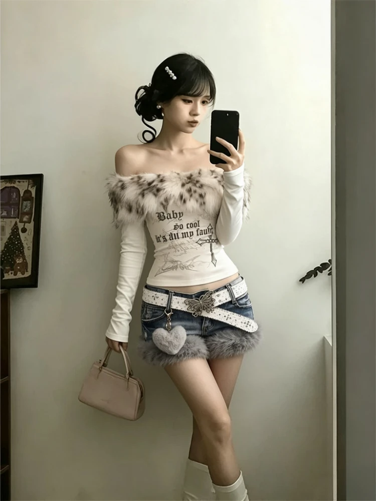 Women Y2K Retro Harajuku 2 Piece Suits Korean Punk Gothic Printed Crop Top and Mini Skirt Subculture Sweet Cool Outfit Sets