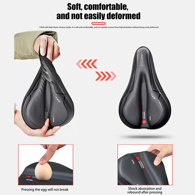 1 Piece Waterproof Shockproof Super Soft Comfortable Silicone Bicycle Seat Cushion Suitable For Road And Mountain Bike Riding