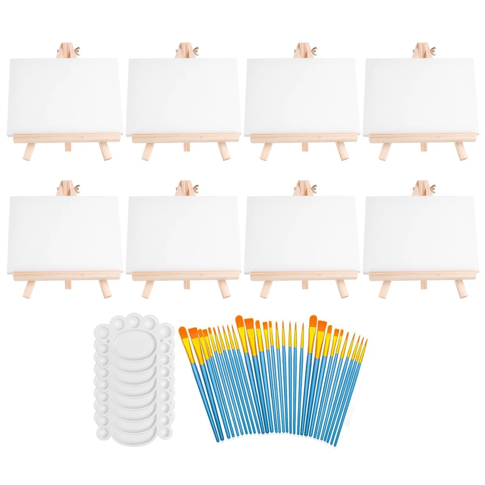 قماش مطور مع مجموعة الحامل، لوحات قماش مع الحامل الخشبي، فرش الطلاء قماش لوحة اللوحة عدة للحرف الفنية #4