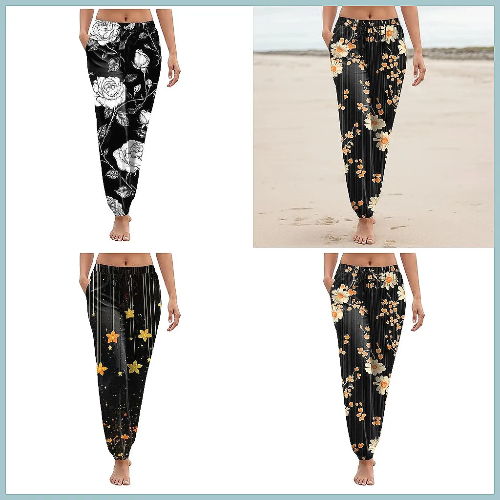

Women's Lightweight Harem Pants - Boho Beach Trousers, Long Casual Slip On Lounge Pants