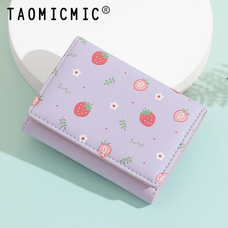 

Cute lady's wallet,short strawberry printed card case,designer coin purse with high appearance level,Wallet for women,billeteras