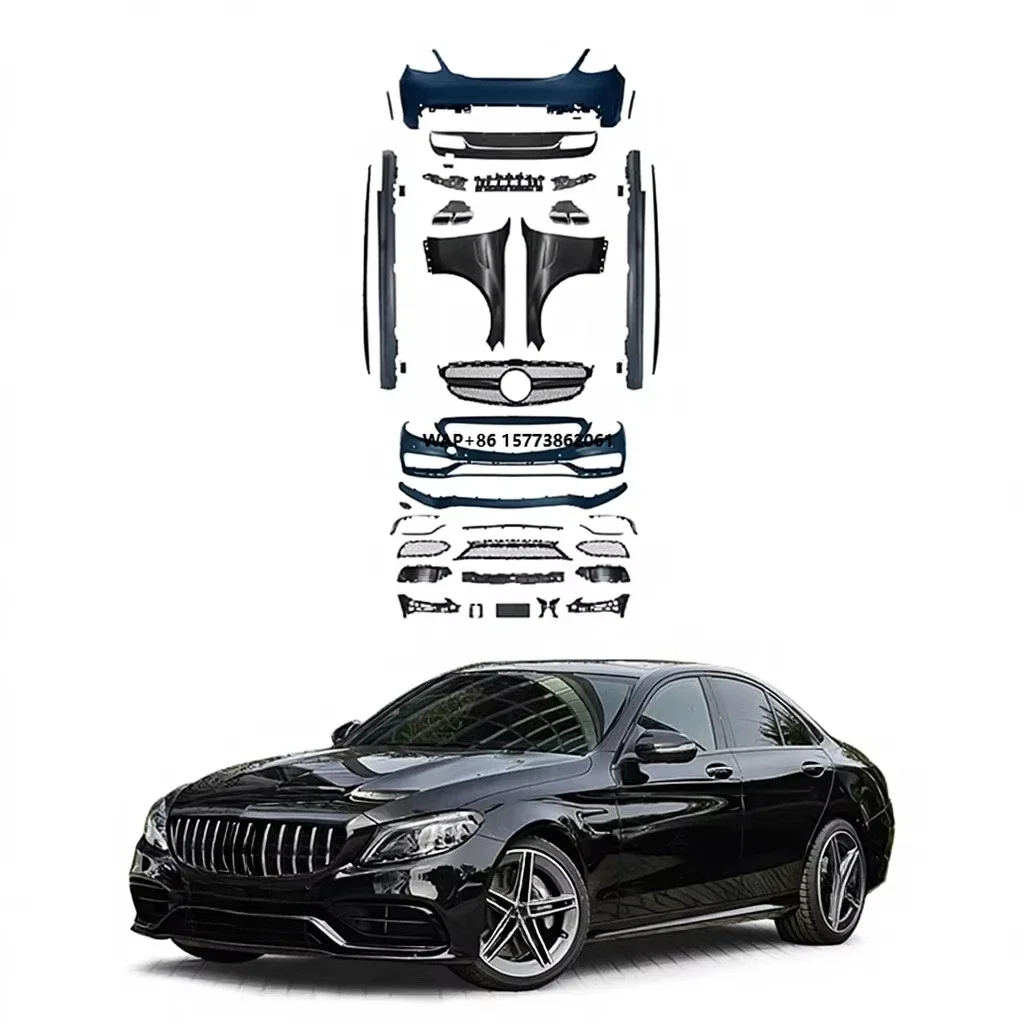 

C63 Conversion Body Kit for C Class W205 PRE 2015-2019 Auto Parts With Front Rear Bumper Side Skirts Iron Fender