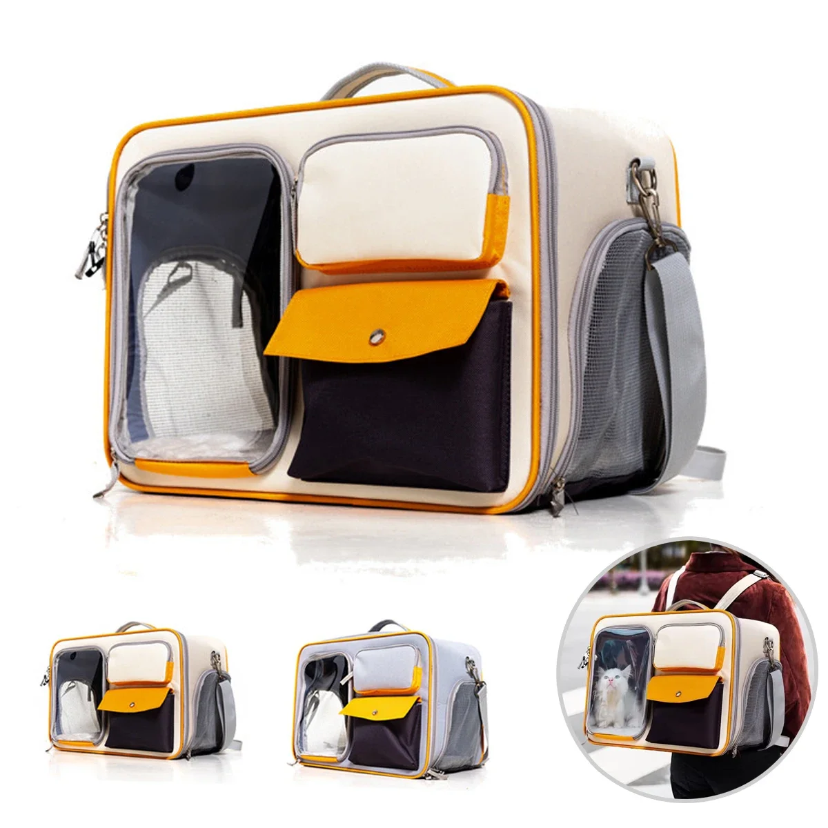 Foldable Cat Backpack Large Capacity Breathable Double Layer Portable Carrier for Cat Bag Traveling Pet Moving Bag Cats Products