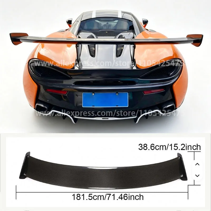 

71.46inch Dry Carbon Fiber 570 Rear Wing Spoiler for Mclaren 570s 570gt 620R Style Base Coupe 2-Door 2015-2021 Body Kit Splitter