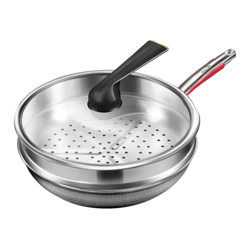 

Hot Red Dot Temperature Control 316 Stainless Steel Wok Household Non-Stick Pan Induction Cooker Applicable to Gas Stove