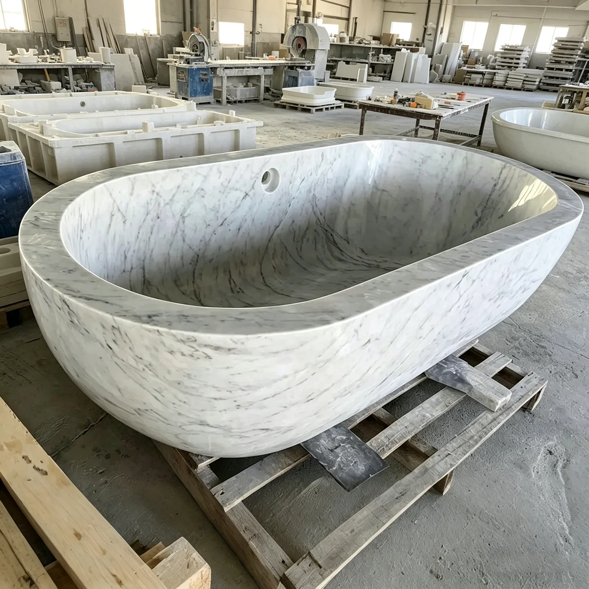 #￥Wholesale Extra Large Natural Stone Bathtub Stand Alone Marble Large Oval Bathtub Indoor Bathtub for Sale for Villae