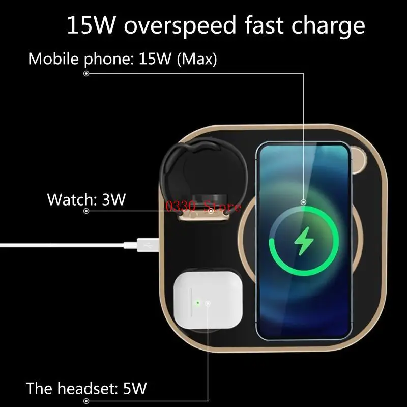 

15 Вт быстрое беспроводное зарядное устройство 3 в 1 Qi Зарядная станция док-станции для 12 11 XS x 8 Apple-Pwatch 6 5 4 3