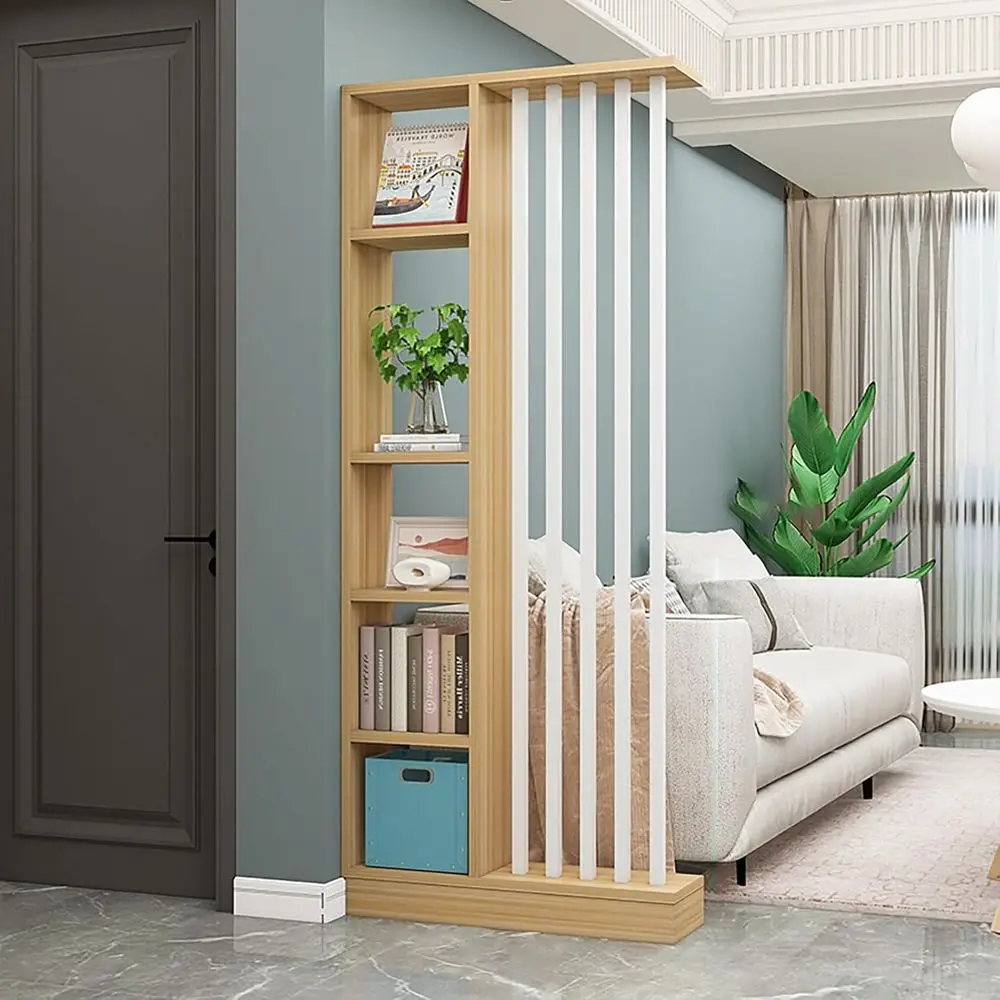 

Freestanding Wood Room Divider with Storage, 31.4x9.4x78.7 for Home Office Decor