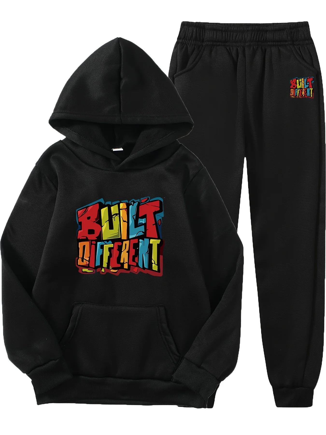 

Unique printed hooded sweatshirt sportswear set, casual and fashionable long pants set, perfectly suitable for sports pants.