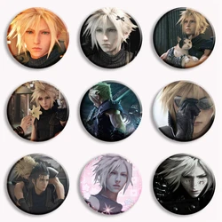 Cloud Strife Final fantasy 7 Soft Button Pin Final Fantasy Vii Remake Brooch Pink Bow Cloud Badge Backpack Decor Friends Gifts