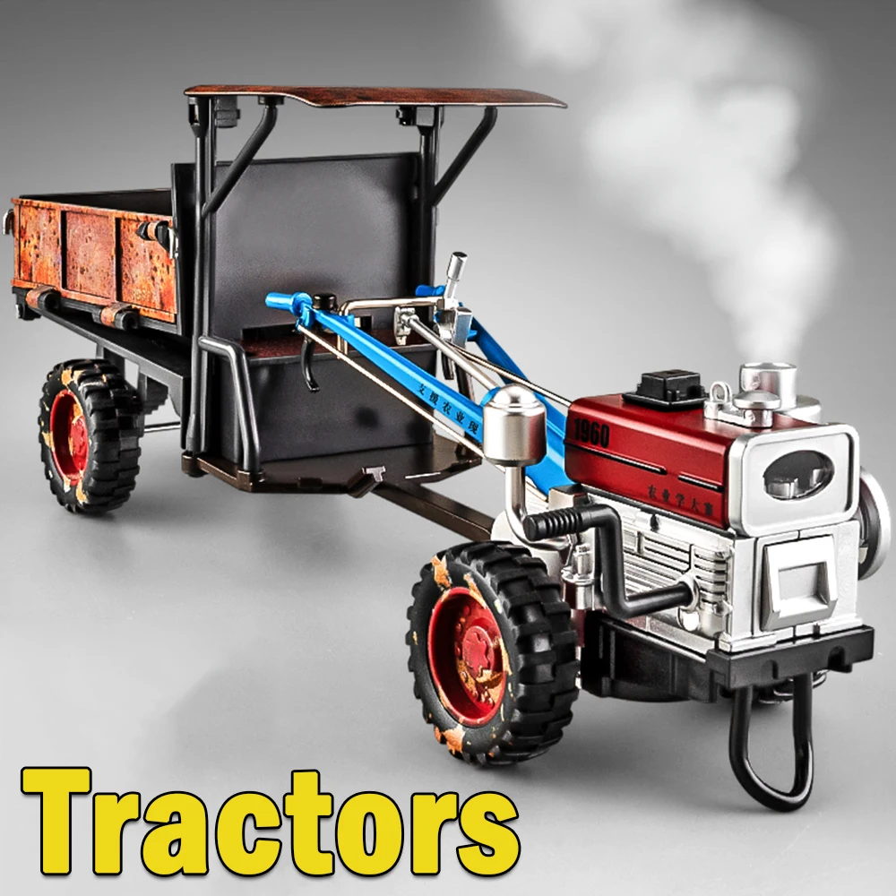 1:32 Retro Hand Traktor Legierung Modell Spielzeug Diecast Auto Spray Funktion mit Sound Licht Miniatur Fahrzeug Kinder Pädagogisches Spielzeug