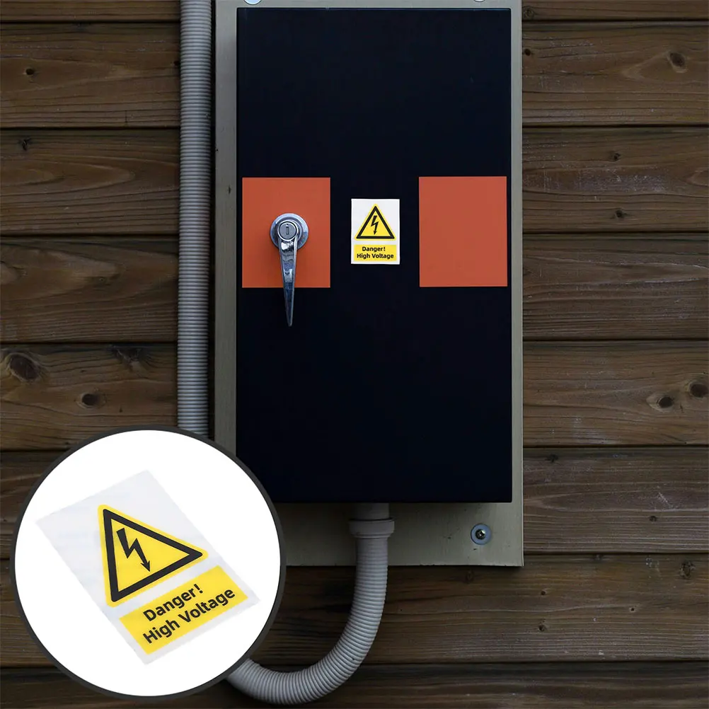 

2pcs High Voltage Warning Sticker Yellow Triangle Safety Label Vinyl Electrical Sign For Industrial Panels Machinery