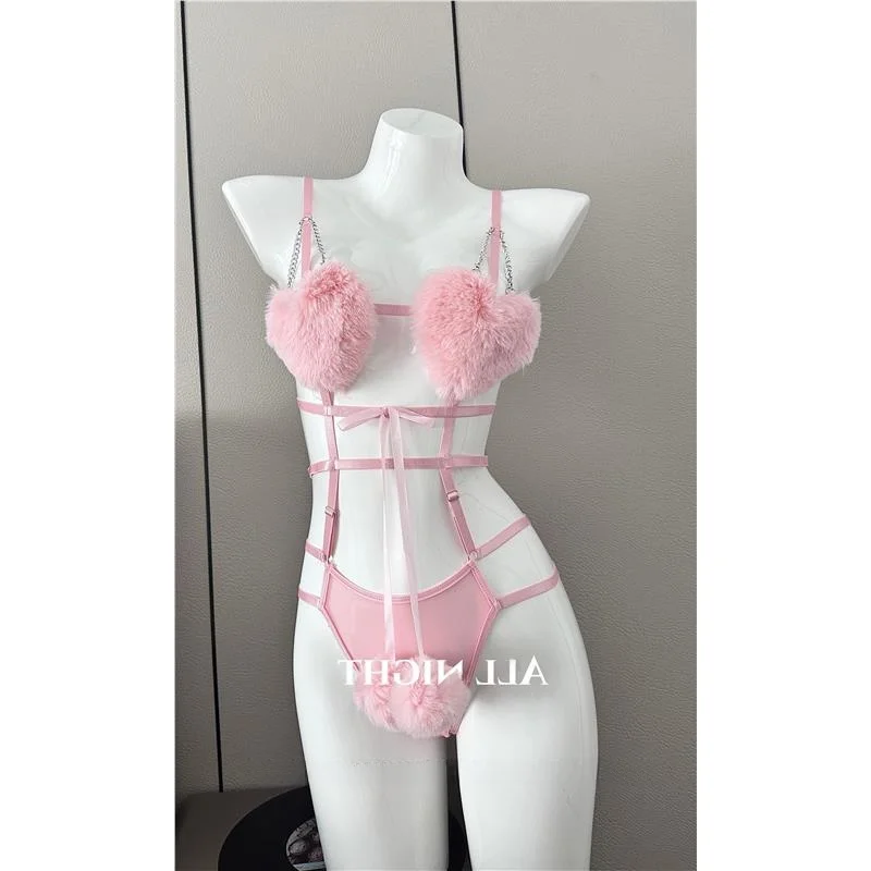 핑크 하트 퍼리 원지 퓨어 디자이어 섹시 언더웨어 여성용 로우 웨이스트 팬츠 기타 원단 2026년 봄 중국산