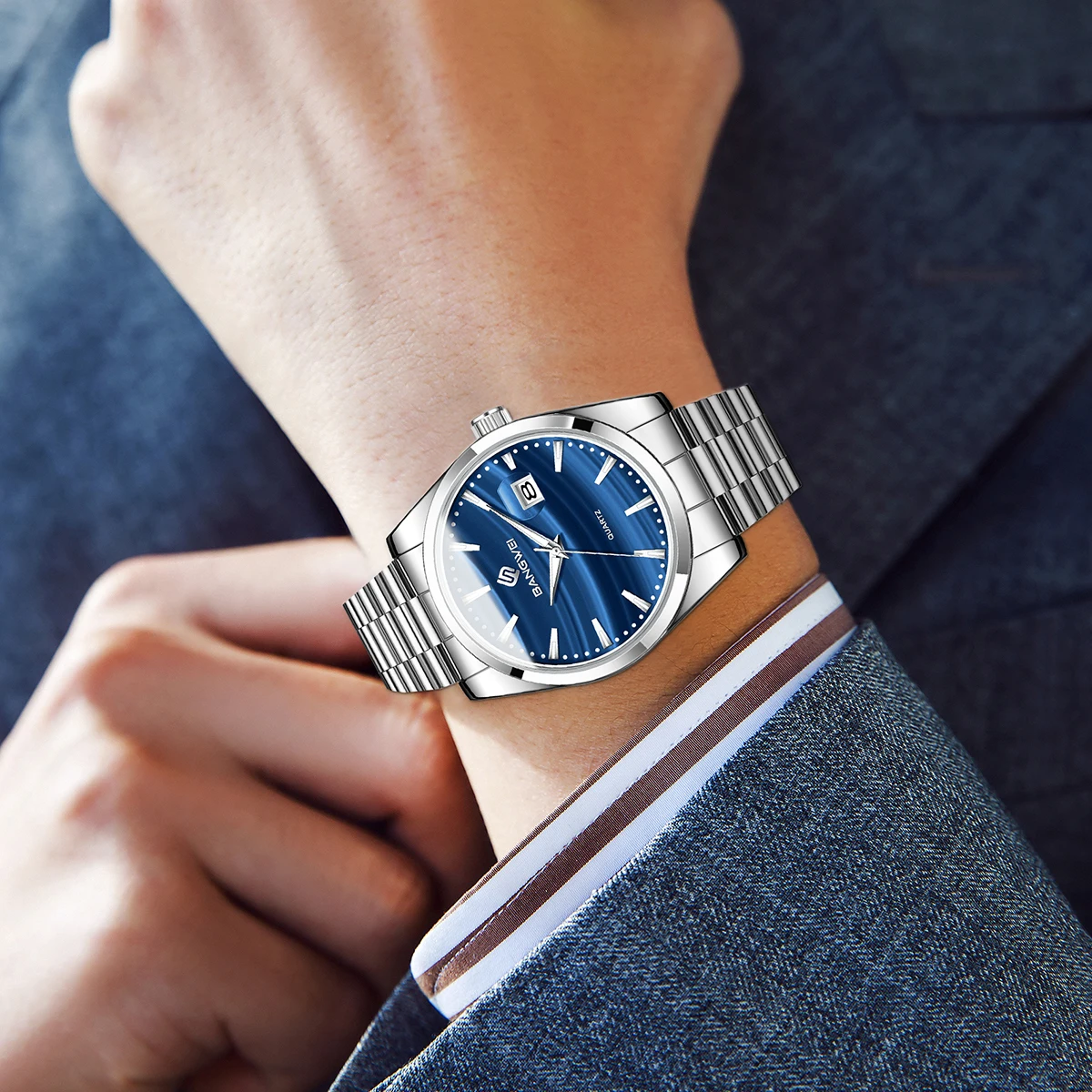 LIGE, nueva moda, Reloj de pulsera de cuarzo para hombre, Reloj de pulsera de Color resistente al agua con fecha luminosa y semana, Reloj de acero inoxidable para hombre, Reloj masculino