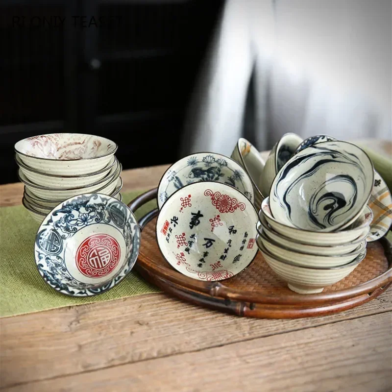 1PCS Chinese Traditional Ceramic Cone Teacup Anti Scaling Handmade Flowers Porcelain Tea Bowl Travel Meditation Cup Tea Set 70ml