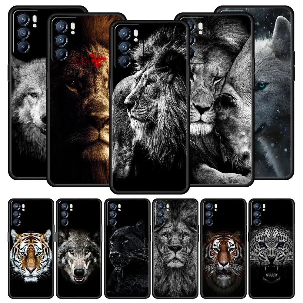 Cheetah Tiger Lion Animals Phone Case For Oppo Find X5 A54 A53 A52 A9 2020 A15 A95 A16 A76 A74 A12 Reno7 SE Reno6 Pro 5G Cover