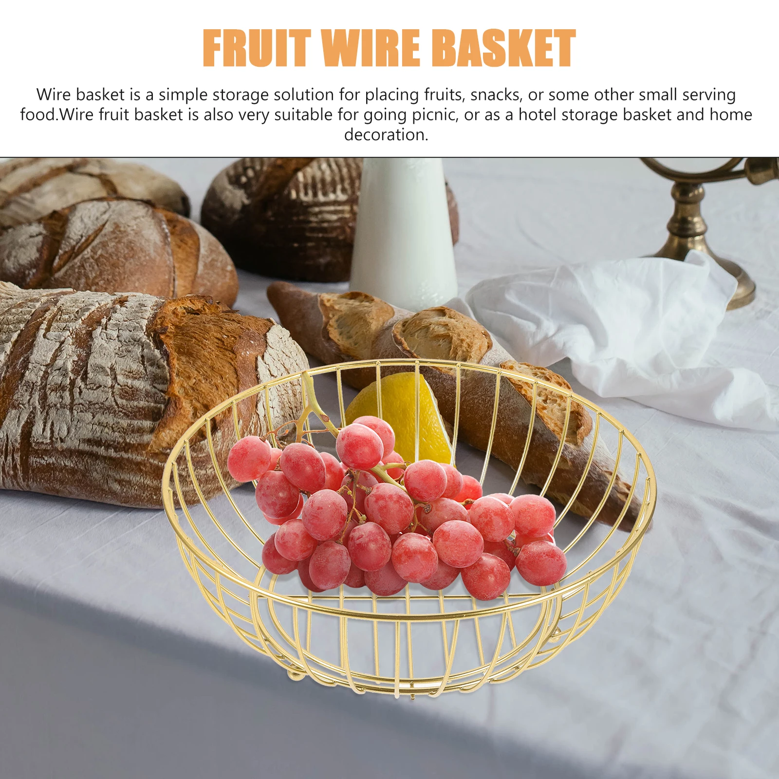 

Metal Fruit Basket Wire Counter Egg Bowl Snack Holder Gold Centerpieces Table Decorations Large Capacity Home Hotel Decor Simple