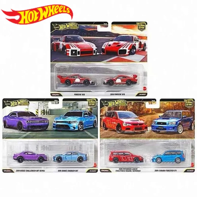 

Новый комплект двойных автомобильных чехлов Hot Wheels 1:64, Porsche 935 Subaru Dodge, модель автомобиля из сплава, Коллекционная игрушка для мальчиков и любителей автомобилей