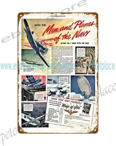 1942 ww2 U.S. Navy Aviation Recruiting metal tin sign