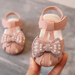 Summer Princess Baby Sandals Cute Bow Closed Toe Kids Summer Soft Sole Toddler Shoes Girls Sandals Firstwalkers 2023 New CSH1292