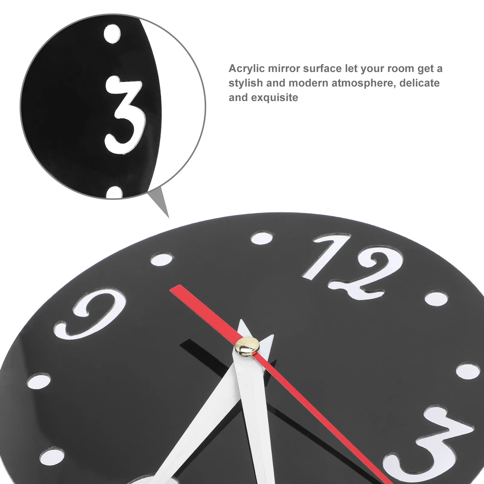 

1 Set Creative Love Heart Wall Clock Mirror Sticker Powered DIY Modern Frameless Wall Clock Decal for Living Room