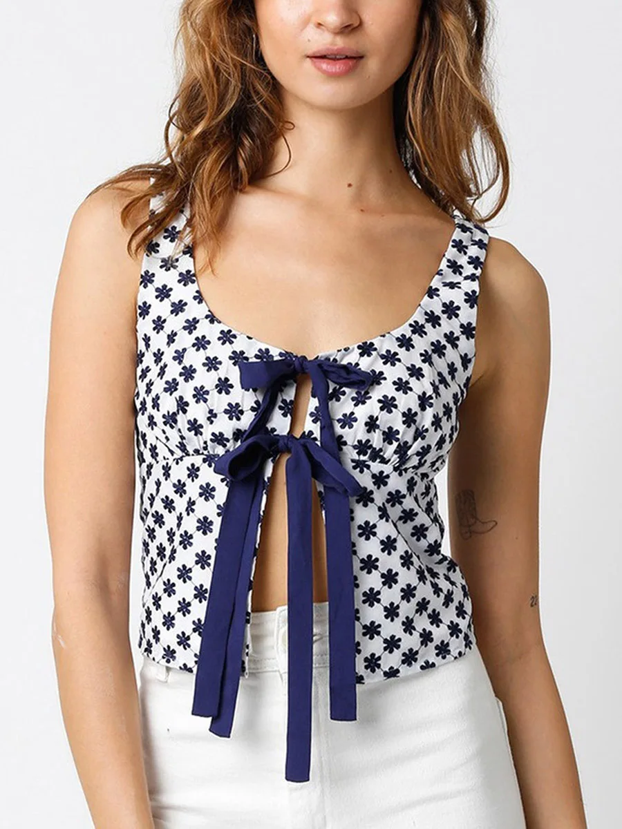 المرأة تانك القمم زهرة التطريز الجبهة القوس التعادل متابعة سترات غير رسمية الصيف بلوزات بلا اكمام الشارع الشهير