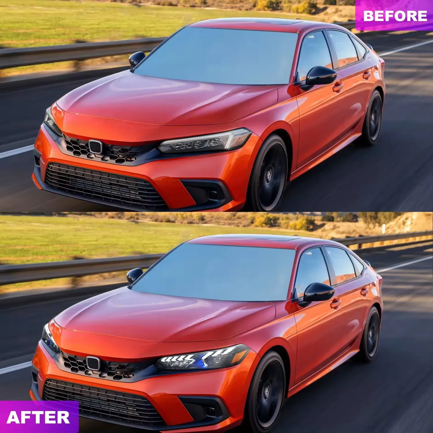 DK Motion Gemodificeerde Auto Koplamp Led Koplamp Montage Voorlamp Voor Honda Civic Sedan 11e Gen 2022 2023 2024