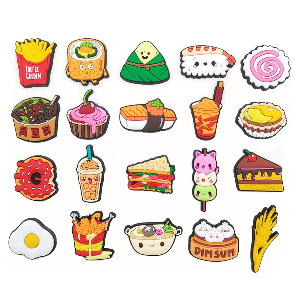 20Pcs/set Cartoon Food Series Shoe Charms DIY Hole Shoes Detachable Buckle Garden Shoes Accessories Girls Women Festival Gift